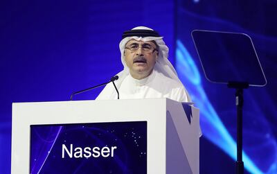 ABU DHABI ,  UNITED ARAB EMIRATES , SEPTEMBER 10 – 2019 :- Amin H. Nasser , President and Chief Executive Officer, Saudi Aramco speaking at the World Energy Congress held at ADNEC in Abu Dhabi. ( Pawan Singh / The National ) For Business. Story by Jennifer