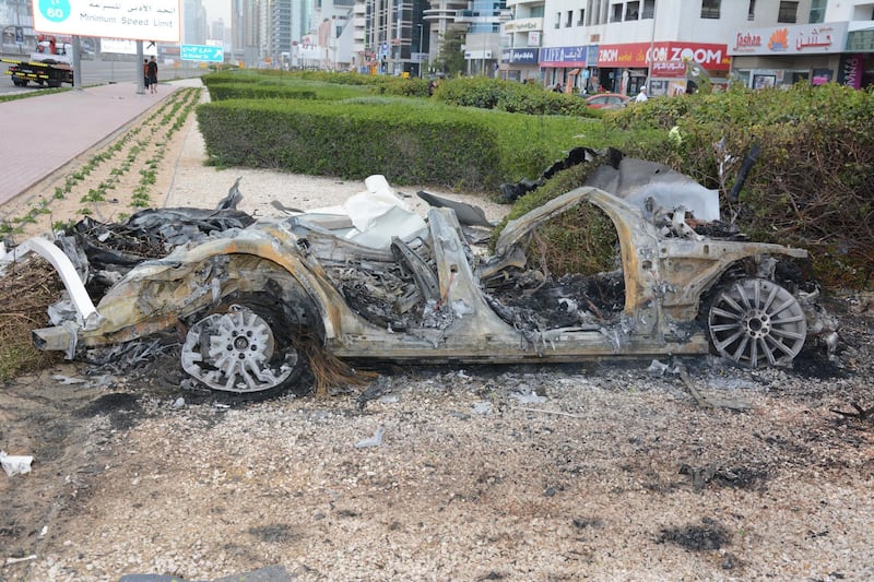 Three men seriously injured after lighter gas explosion. Courtesy Dubai Police 