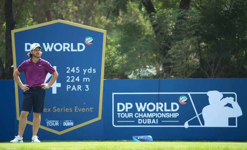 DUBAI, UNITED ARAB EMIRATES - DECEMBER 08: Tommy Fleetwood of England in action during the Pro Am event prior to the start of the DP World Tour Championship at Jumeirah Golf Estates on December 08, 2020 in Dubai, United Arab Emirates. (Photo by Andrew Redington/Getty Images)
