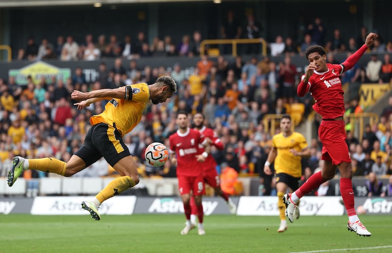 Wolves' Matheus Cunha misses a great chance to make it 2-0 in first half. AFP