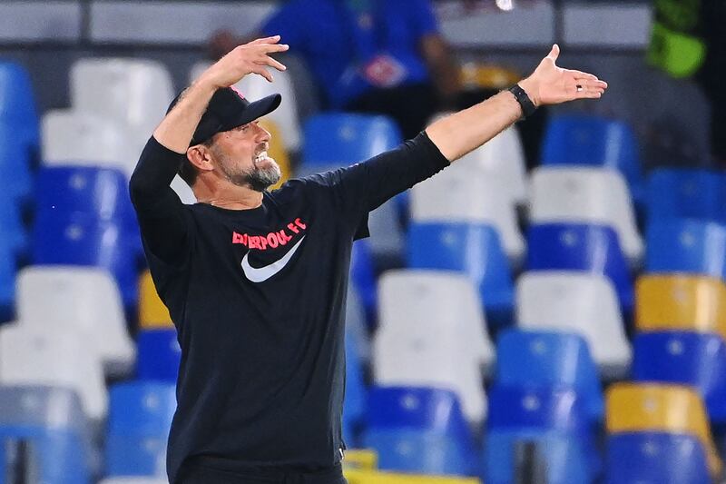 Liverpool manager Jurgen Klopp  during the 4-1 defeat  at Napoli. AFP
