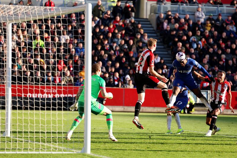 Axel Disasi of Chelsea scores his team's second goal. Getty