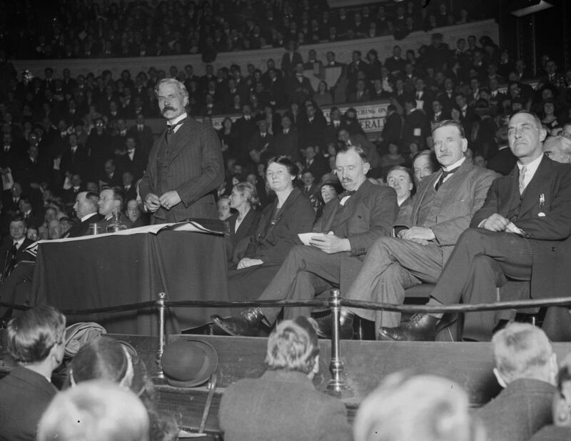 Mr MacDonald addressing a Labour victory meeting at the Royal Albert Hall, London, in 1924