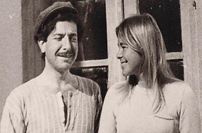 This image released by Roadside Attractions shows Leonard Cohen and Marianne Ihlen in a scene from the documentary "Marianne & Leonard: Words of Love." (Roadside Attractions via AP)