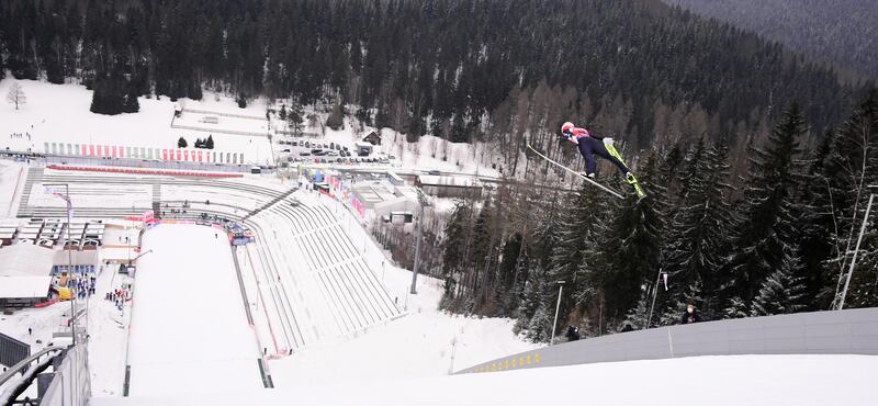 Germany's Markus Eisenbichler during the FIS Ski Jumping World Cup in Klingenthal, Germany, Sunday, February 7. EPA