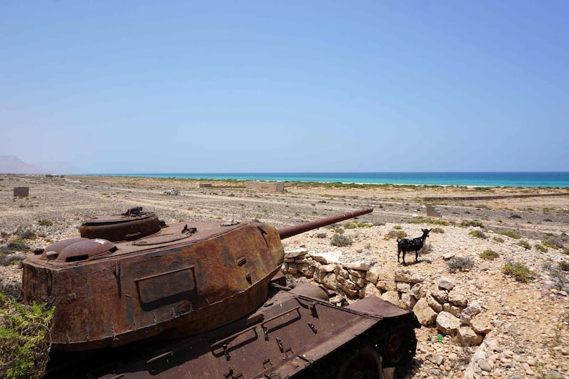 A Soviet-era tank rusts on the northern coast of the Yemeni island of Ghubbah. AFP