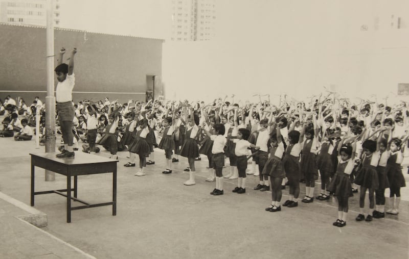 Pupils during a PE lesson at the India Social Centre. In 1980, UAE Founding Father, the late Sheikh Zayed bin Sultan Al Nahyan, gifted a larger piece of land to relocate the school to its current address on New Airport Road