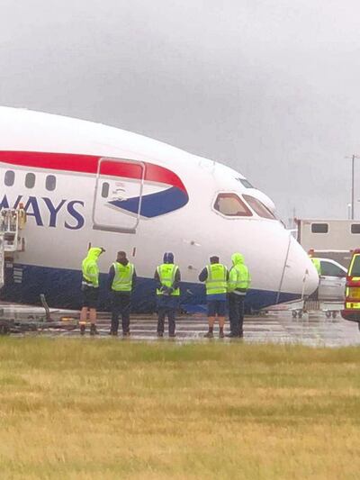 A British Airways 787 Dreamliner suffered from a nose gear collapse at Heathrow Airport. Photo: @MZulqarnainBut1/Twitter