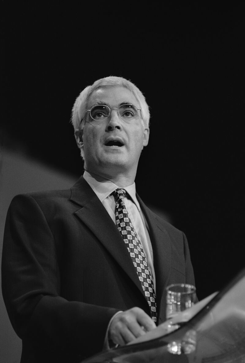 Then Secretary of State for Work and Pensions Mr Darling addresses the Labour Party Conference in 1999