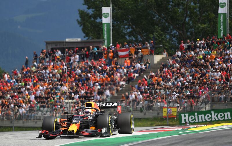 Red Bull's Dutch driver Max Verstappen drives in Spielberg, Austria, on Sunday.