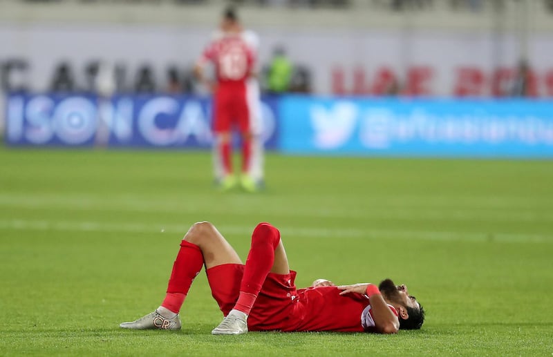 AL AIN , UNITED ARAB EMIRATES , January 10 – 2019 :- Dejected player of Syria after Jordan won the match against Syria by 2-0 in the AFC Asian Cup UAE 2019 football match between Jordan vs Syria held at Sheikh Khalifa International Stadium in Al Ain. ( Pawan Singh / The National ) For News/Sports/Instagram