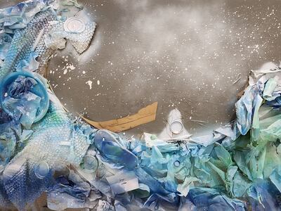 Collage of the sea by a pupil of Arbor School, Dubai. Photo: University of Exeter
