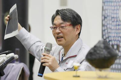 JAXA Research Director Takashi Kubota speaks to journalists during a press conference following the Hayabusa2 probe's touchdown on the asteroid Ryugu, at the Institute of Space and Astronautical Science (ISAS) of Japan Aerospace Exploration Agency (JAXA) in Sagamihara city, Kanagawa prefecture on July 11, 2019. Japan's Hayabusa2 probe touched down on a distant asteroid on July 11, the country's space agency said, on a mission to collect samples that could shed light on the history of the solar system.  - Japan OUT
 / AFP / JIJI PRESS / JIJI PRESS
