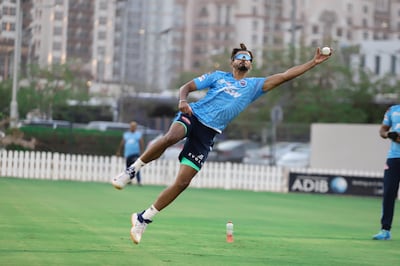 Delhi Capitals captain Shreyas Iyer practicing in Dubai ahead of the resumption of the IPL this month. Courtesy Delhi Capitals