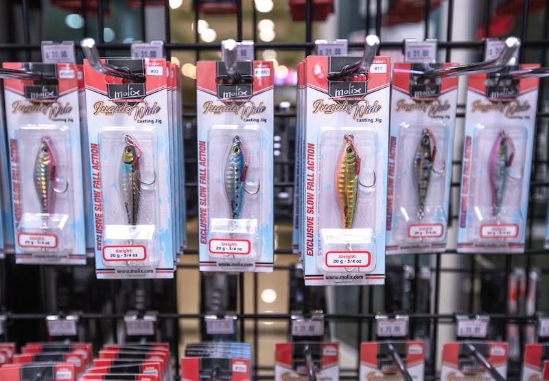 An array of lures to attract fish of all shapes and sizes.