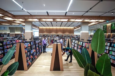 Abu Dhabi, United Arab Emirates, May 10, 2020. Book lovers at the newly opened Kinokuniya book shop at the Galleria Mall, Al Maryah Island, Abu Dhabi. Victor Besa/The National Section: NA Reporter: