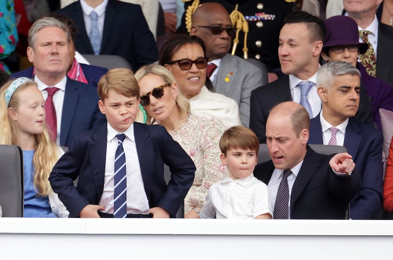 Prince George, Prince Louis and Prince William on day four of the Platinum Jubilee celebrations. PA