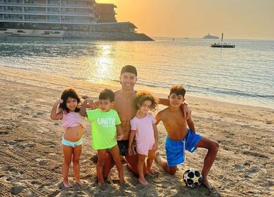 Cristiano Ronaldo enjoys family time on the beach in Dubai. Photo: Instagram
