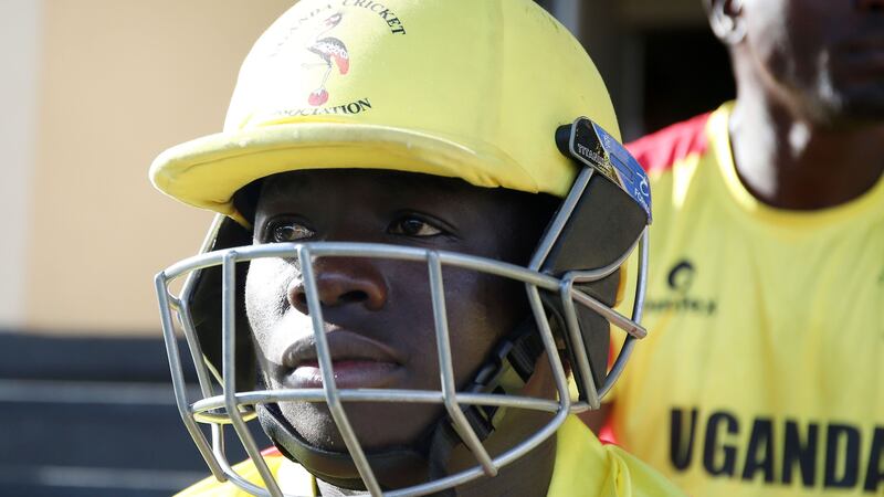 Fahad Mutagana of Uganda prepares to make his way out to bat.