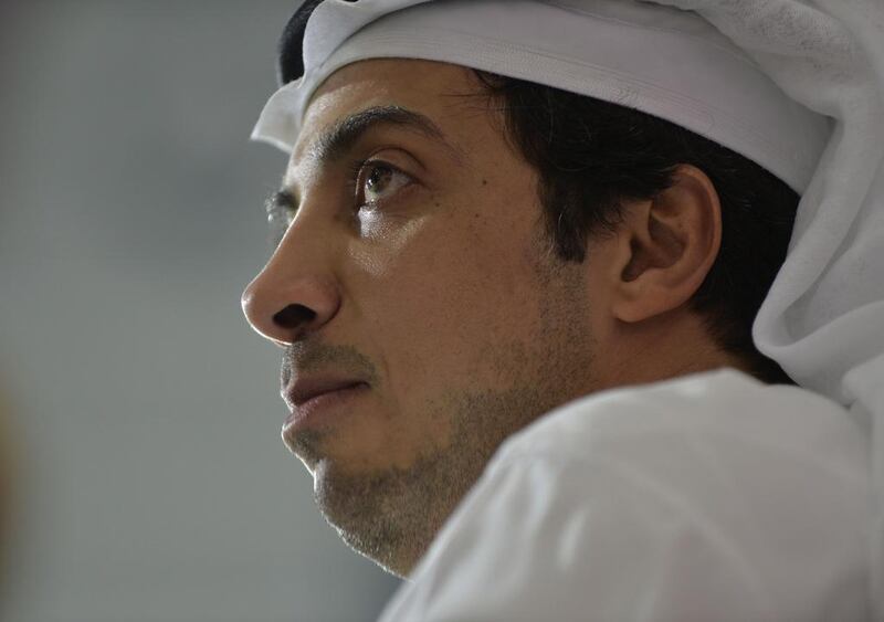 Owner Sheikh Mansour observes the training session held at the Mohammed bin Zayed Stadium in Abu Dhabi.