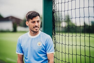 David Silva wears the special kit Manchester City will wear to mark their 125th anniversary in Sunday's Community Shield. Courtesy of Manchester City