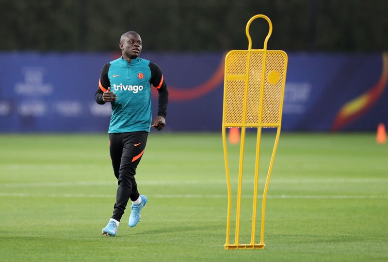 Chelsea midfielder N'Golo Kante at training.