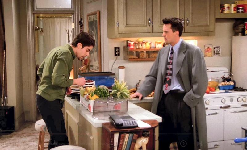 'The One Where Eddie Won’t Go' (s2, e19): Following Joey's stint in an apartment of his own, Chandler finds a new roommate, Eddie. In this episode we see normal service resume, as Joey loses his high-flying job, and Chandler tries to kick Eddie out after he discovers he has been watching him sleep. He eventually does get Eddie out, however, and a debt-ridden Joey moves back in. Courtesy Netflix