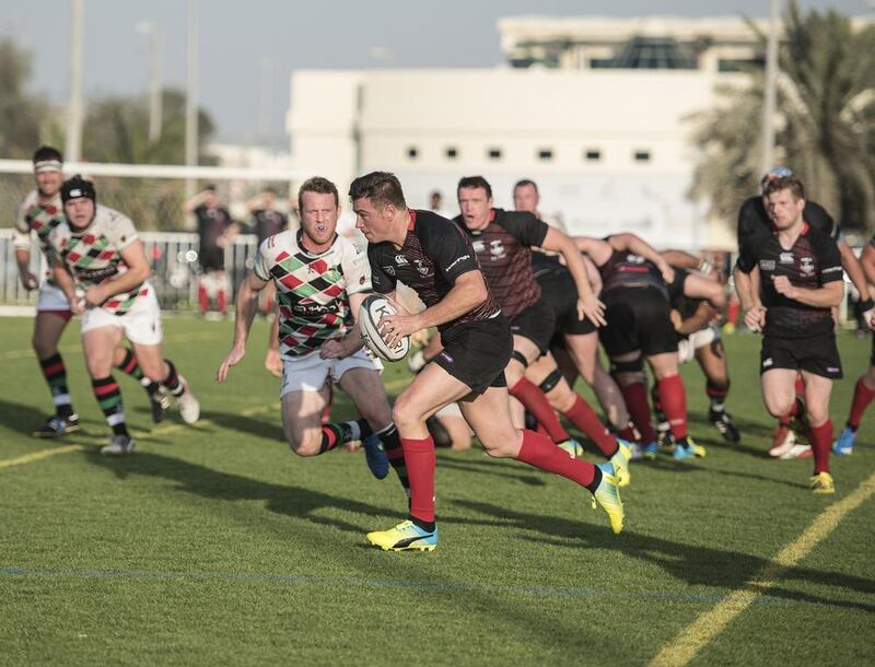 Abu Dhabi Harlequins hold on to win over Dubai Exiles, as West Asia Championship goes into Final game, Abu Dhabi, UAE, 4 March 2016, Vidhyaa for The National