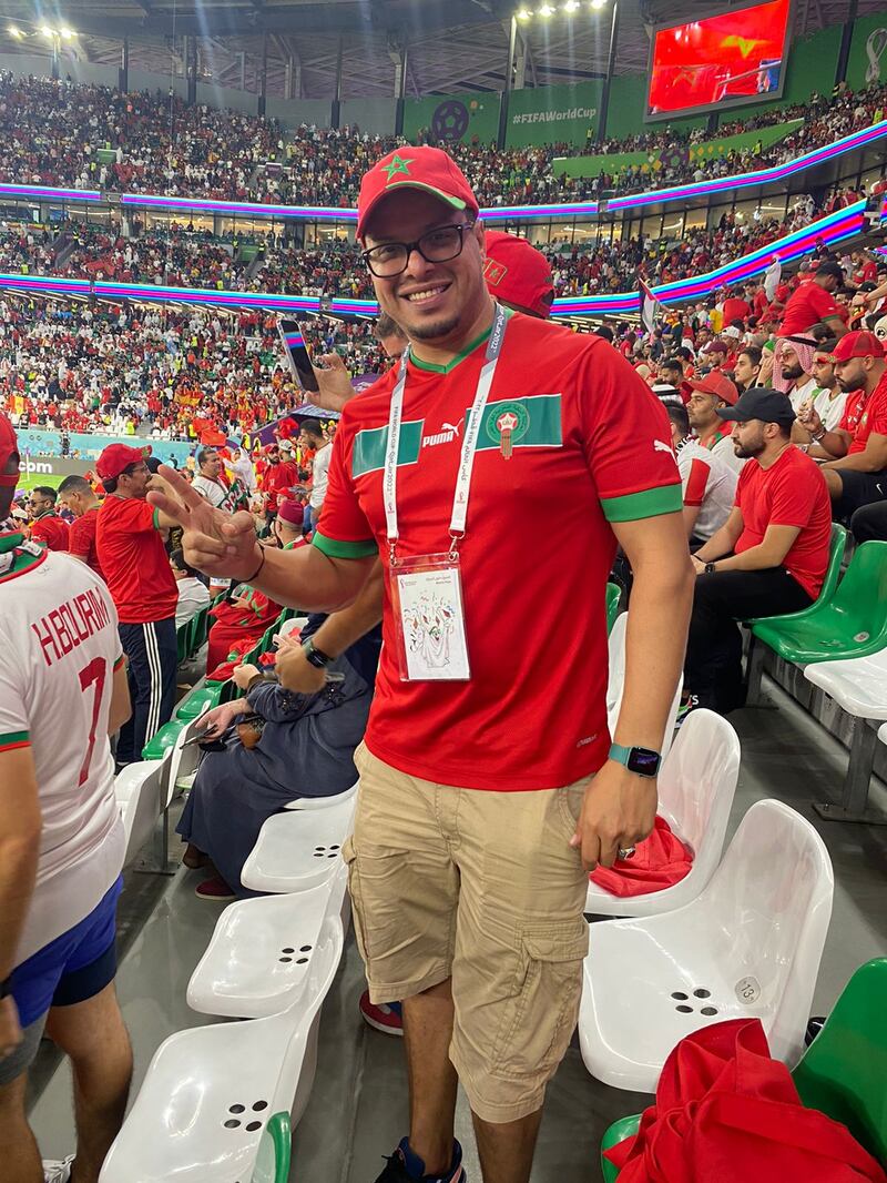 Dubai TV sound engineer Zakariae Belafquih, 40, watched from the stadium as Morocco beat second-ranked Belgium 2-0