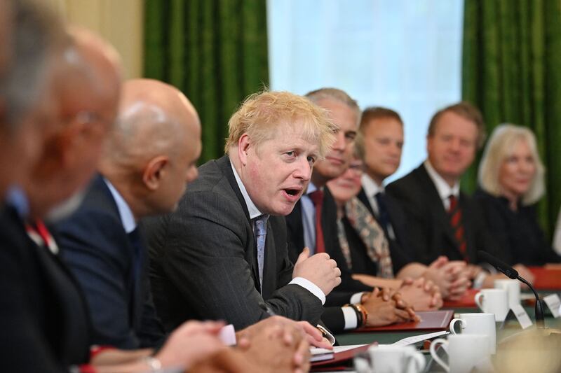 Britain's Prime Minister Boris Johnson hosts the first post-reshuffle Cabinet meeting in Downing Street, central London. AFP