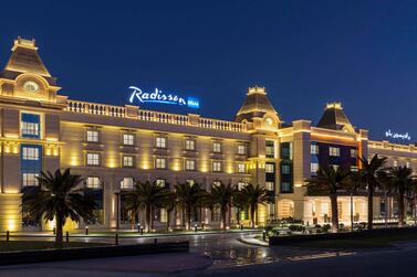 The facade of the Radisson Blu Hotel Ajman has a European feel to it. Courtesy Radisson Blu Hotel Ajman