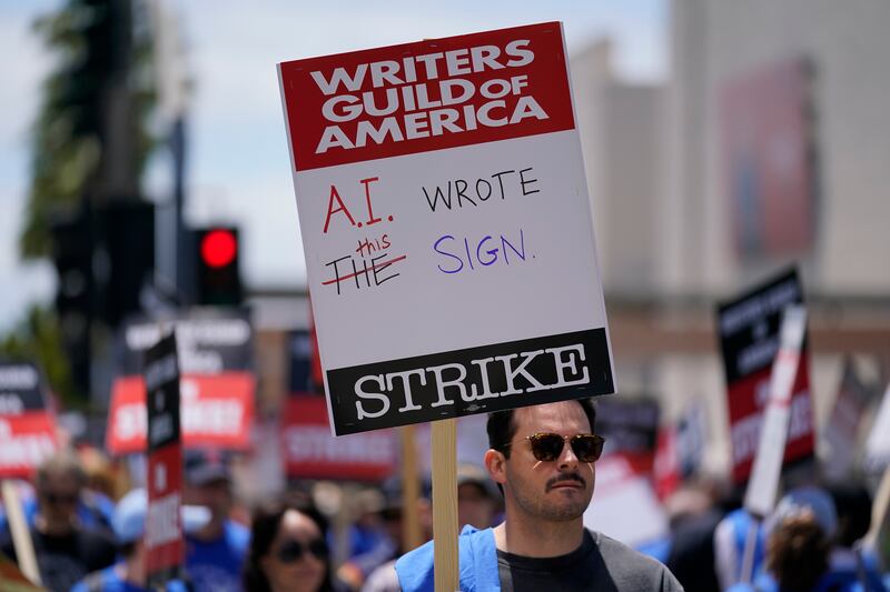 Members of the Writers Guild of America protest outside Fox Studios. AP