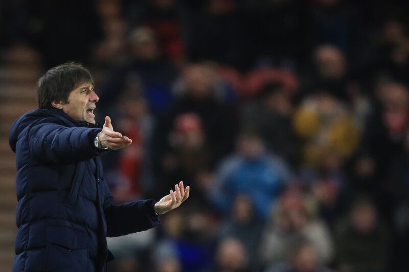 Tottenham Hotspur coach Antonio Conte reacts during the defeat. AFP