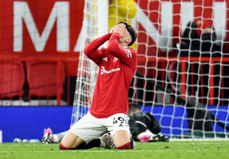 United's Alejandro Garnacho after missing a chance. Reuters