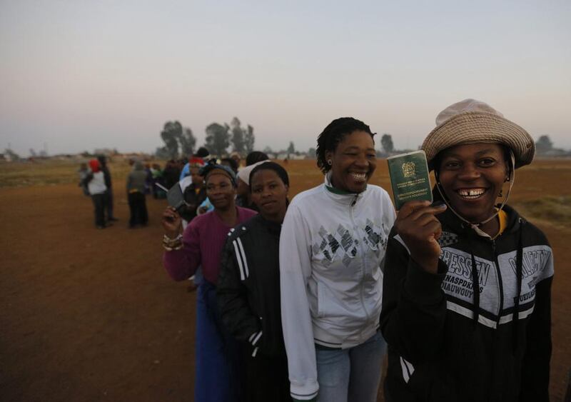 The government urged South Africans, particularly young people with the opportunity to vote for the first time, to go to the polls early to avoid bottlenecks later in the day. Kim Ludbrook / EPA