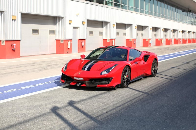 The Ferrari 488 Pista at Dubai Autodrome. Ferrari