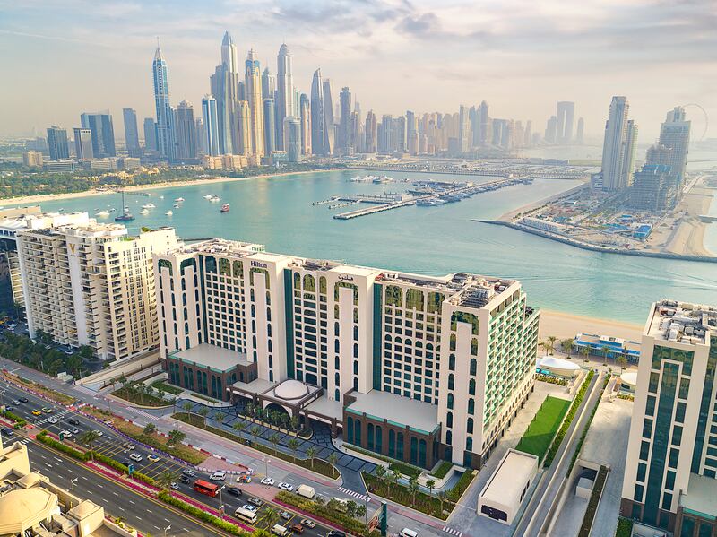 The hotel is located on prime real estate on Dubai’s Palm West beach and so you’re never more than a walk or short drive away from some of the emirate’s tourist hotspots.