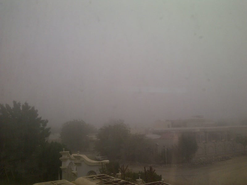 Drivers had to cope with dense fog in Sharjah this morning. Photo courtesy of Jamila Alzarouni.