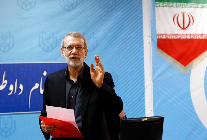 Former Iranian parliament speaker Ali Larijani says he will focus on tackling US sanctions if elected. EPA