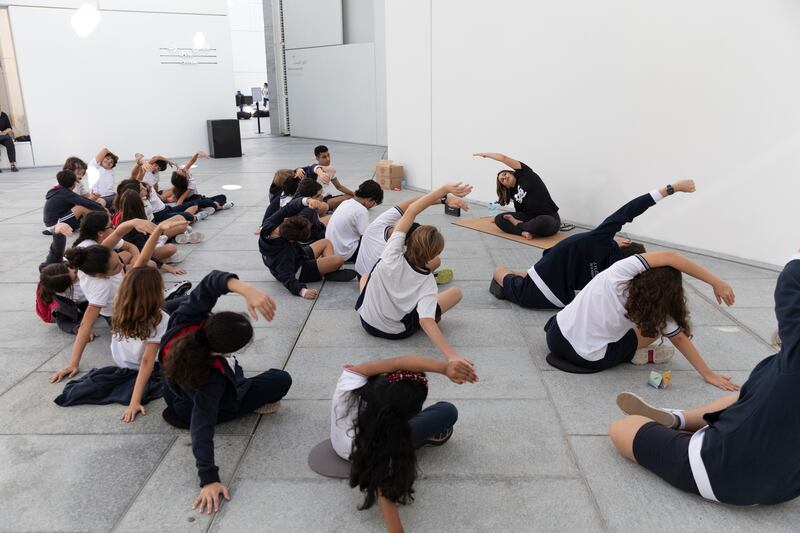 Pupils took part in a meditation session at Louvre Abu Dhabi.