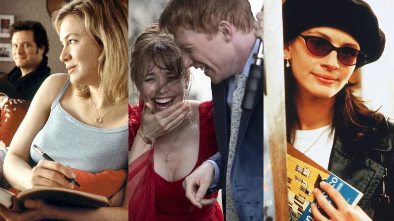 FROM LEFT; Colin Firth, Renee Zellweger in Bridget Jones - The Edge Of Reason; Rachel McAdams, Domhnall Gleeson in About Time; and Julia Roberts in Notting Hill. Rex / Shutterstock