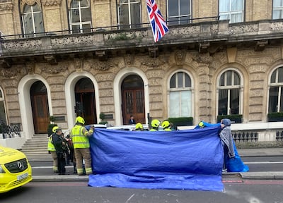 Emergency services at the scene outside the Clermont Hotel, near Victoria Station, central London, after military horses bolted through through the capital. PA 