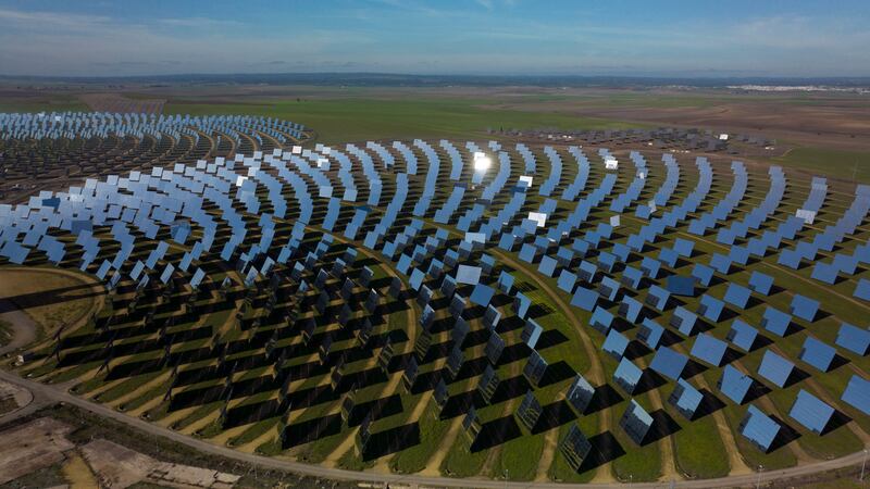 A solar power tower at Atlantica Yield plant in Sanlucar La Mayor, Spain. Prices of solar panels are likely to increase due to inflationary pressures. AFP