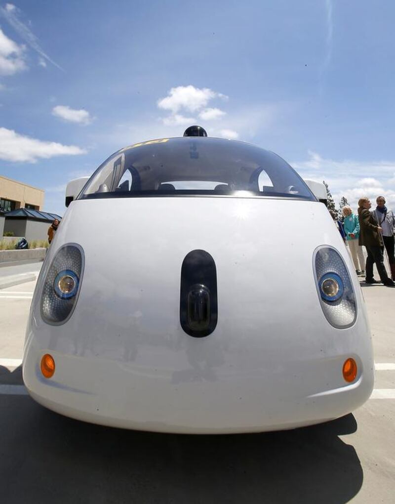 Google's self-driving prototype car, known as 'the Koala', at the company's HQ at Mountain View, California. Tony Avelar / AP Photo.