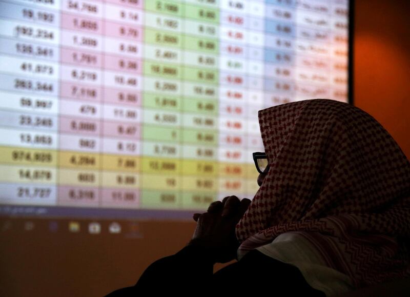 FILE PHOTO: A Saudi trader monitors stocks at the Saudi stock market in Riyadh, Saudi Arabia, January 8, 2020. REUTERS/Ahmed Yosri/File Photo