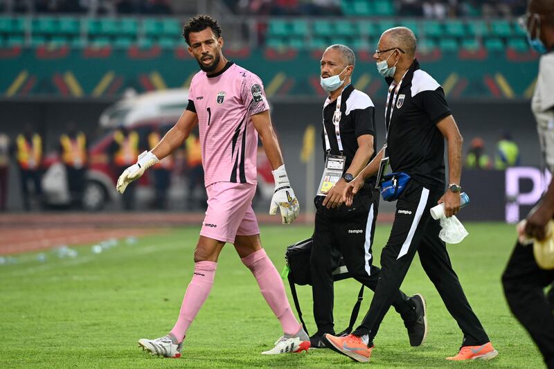 Cape Verde's goalkeeper Josimar Vozinha leaves the pitch after receiving a red card. AFP
