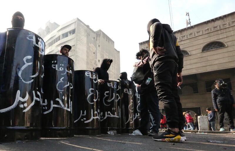 Iraqi anti-government protesters gather at Al Sinek bridge in the capital Baghdad. AFP