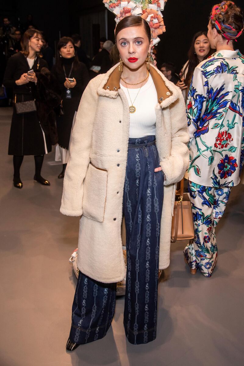 Bel Powley attends the Tory Burch fashion show during New York Fashion Week on February 9, 2020, in Los Angeles. AP