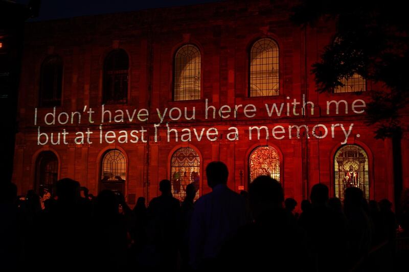 Messages of support are projected on to St Ann's Church in St Ann's Square on the first anniversary of the Manchester terrorist attack which claimed the lives of 22 people and injured hundred. Christopher Furlong/Getty Images