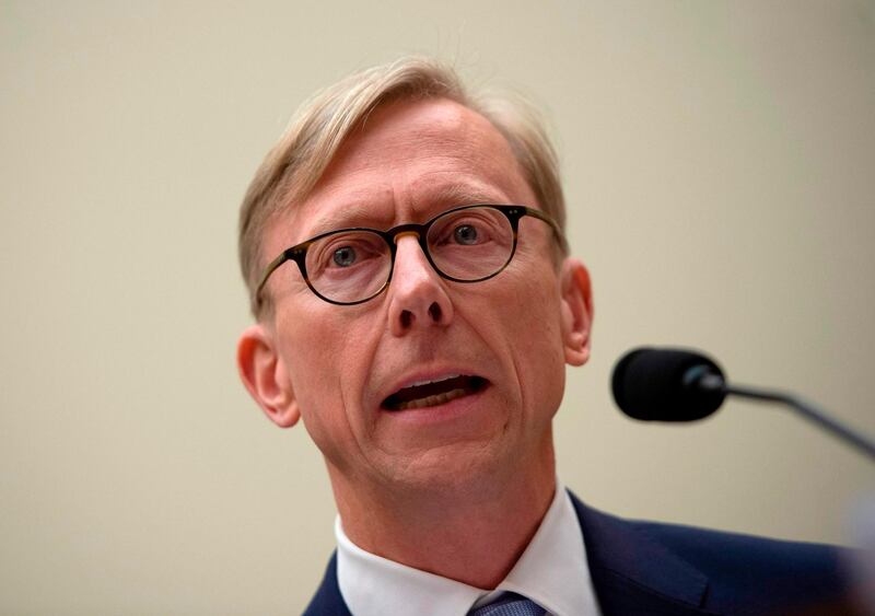 Brian Hook, the US Special Representative for Iran, testifies before a House Foreign Affairs Subcommittee on the Middle East, North Africa, and International Terrorism hearing at the Capitol in Washington, DC on June 19, 2019.  The subcommittee holds the hearing on the Trump Administration’s policy toward Iran. / AFP / ANDREW CABALLERO-REYNOLDS

